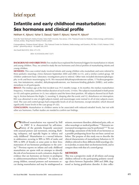 Infantile and early childhood masturbation: Sex hormones and .